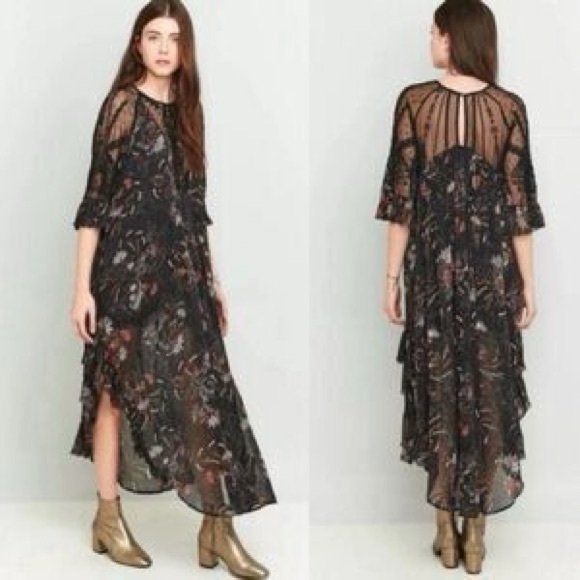Free People Spirit of the Wild Maxi Dress Black Floral Small NWT - Picture 2 of 10